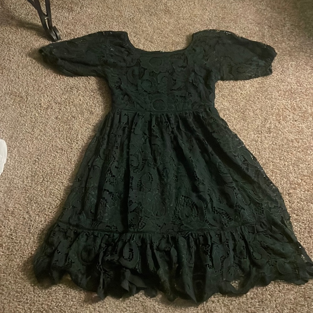 Dark Green Lace Midi Dress Size 4